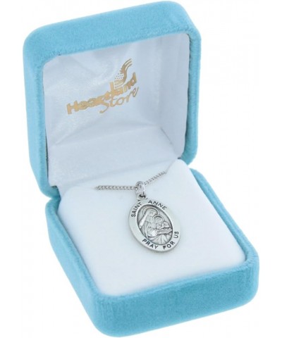 Women's Sterling Silver Oval Saint Anne Pendant USA Made + Chain Choice 18" Stainless Steel Chain + Clasp $37.40 Necklaces