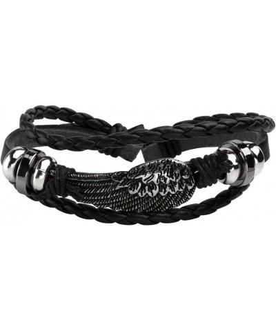 6PCS Braided PU Leather Bracelet Punk Cuff Wrap Bracelets for Men Women Adjustable Black $4.78 Bracelets