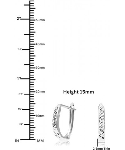 14K Gold Shiny Oval Huggie Hoop Earrings White Gold Diam-Cut $33.48 Earrings