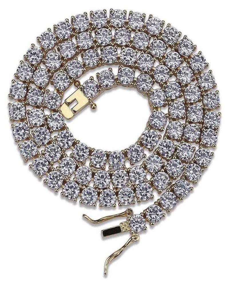 ICED OUT 18K Gold Plated Iced Out Lab Simulated Diamond Classic Tennis Chain Necklace for Men Women 5mm Gold 22 $22.41 Necklaces