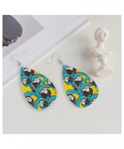 Earrings Watermelon Leather Earring Teardrop Dangle Lightweight Water Drop Dangle For Women Girl Parrots $8.25 Earrings