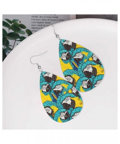 Earrings Watermelon Leather Earring Teardrop Dangle Lightweight Water Drop Dangle For Women Girl Parrots $8.25 Earrings