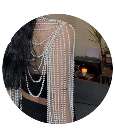 Pearl Body Chain Necklace for Women Pearl Body Chain Pearl Bra Shoulder Jewelry Body Chain for Party Wedding Banquet Dress Wh...