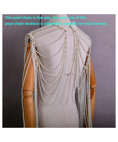 Pearl Body Chain Necklace for Women Pearl Body Chain Pearl Bra Shoulder Jewelry Body Chain for Party Wedding Banquet Dress Wh...