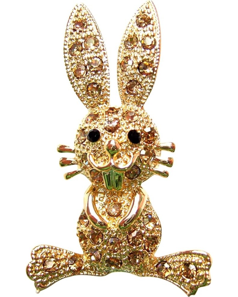 18k Gold Plated Pink Crystal Rabbit Az7276 Brooch Pin Brown $9.17 Brooches & Pins