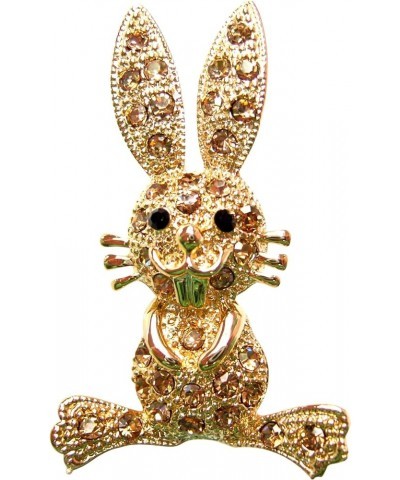 18k Gold Plated Pink Crystal Rabbit Az7276 Brooch Pin Brown $9.17 Brooches & Pins