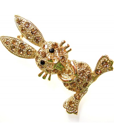 18k Gold Plated Pink Crystal Rabbit Az7276 Brooch Pin Brown $9.17 Brooches & Pins