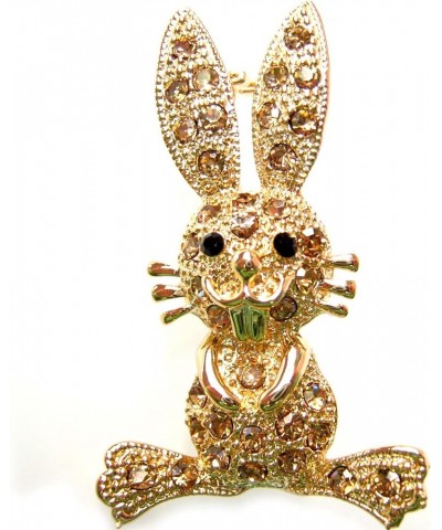 18k Gold Plated Pink Crystal Rabbit Az7276 Brooch Pin Brown $9.17 Brooches & Pins