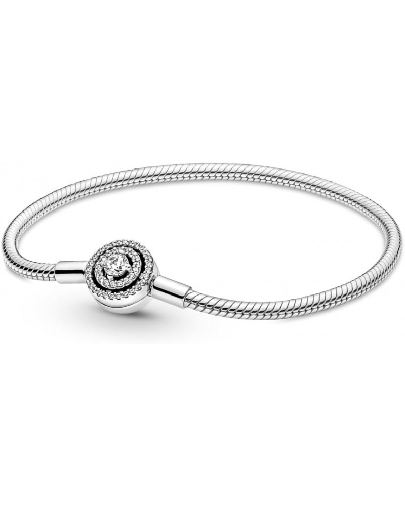 Moments Halo Clasp Snake Chain Bracelet - Charm Bracelet for Women - Compatible Moments Charms - Features Sterling Silver & C...