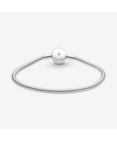 Moments Halo Clasp Snake Chain Bracelet - Charm Bracelet for Women - Compatible Moments Charms - Features Sterling Silver & C...