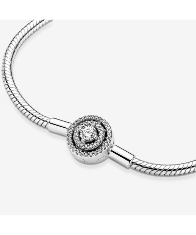 Moments Halo Clasp Snake Chain Bracelet - Charm Bracelet for Women - Compatible Moments Charms - Features Sterling Silver & C...