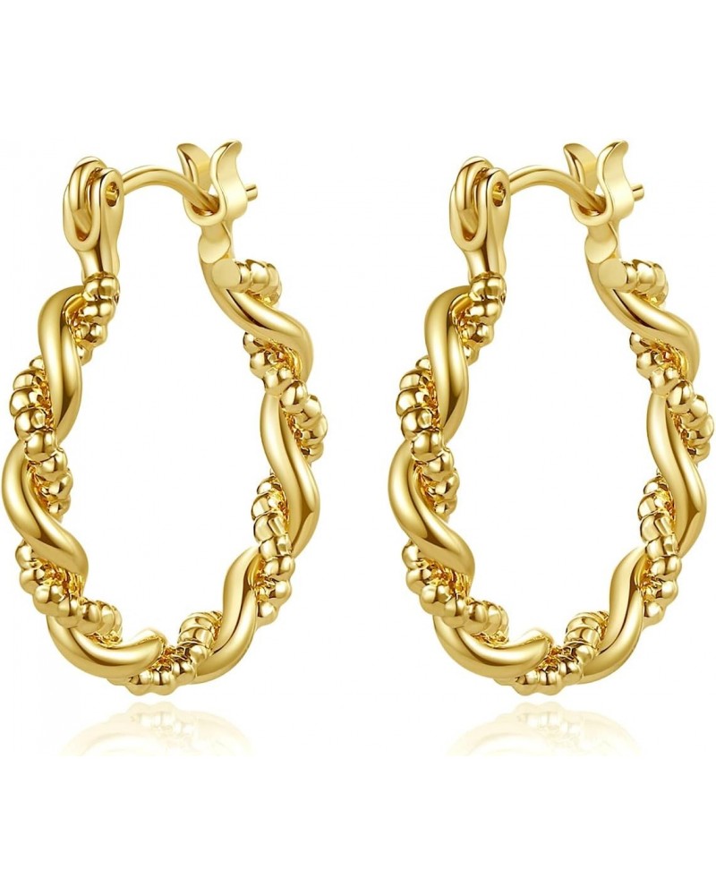 Yumay 14K Gold Plated Small Twist Hoops Earrings | Lightweight Gold Hoop Earrings for Women (20mm) $8.99 Earrings