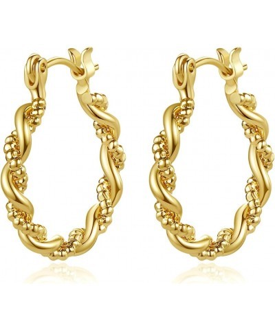 Yumay 14K Gold Plated Small Twist Hoops Earrings | Lightweight Gold Hoop Earrings for Women (20mm) $8.99 Earrings