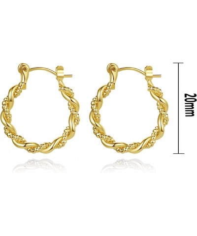 Yumay 14K Gold Plated Small Twist Hoops Earrings | Lightweight Gold Hoop Earrings for Women (20mm) $8.99 Earrings