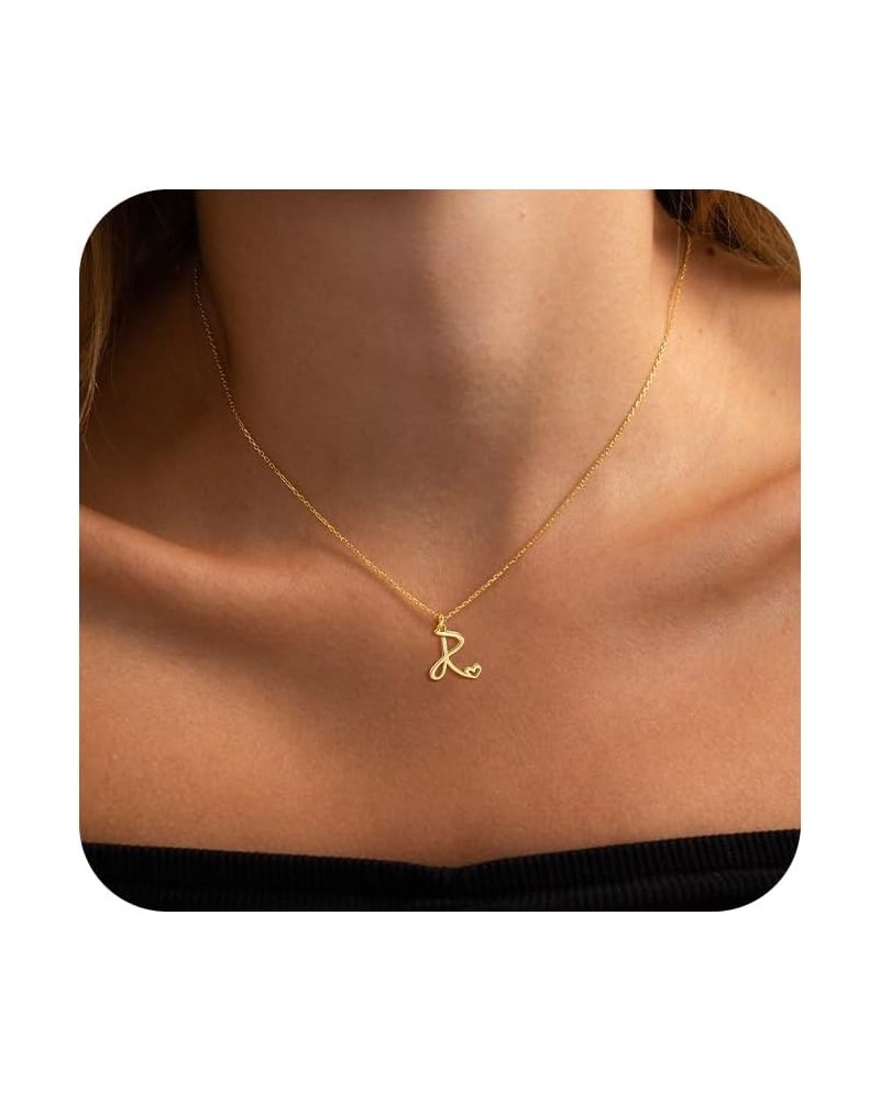 Initial Necklaces for Women, Dainty Gold Letter Pendant Necklace 14K Gold Plated Name Necklace Cute Initial Necklaces Persona...