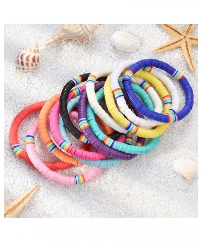 12pcs Friendship Bracelets Beaded Bracelets Heishi Bracelet Cute Bracelets Stack Vinyl Clay Disc Bead Surfer Stretch Summer B...