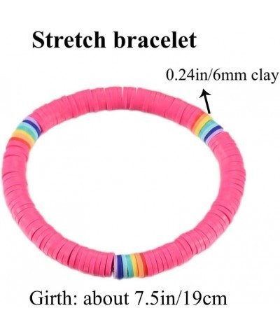 12pcs Friendship Bracelets Beaded Bracelets Heishi Bracelet Cute Bracelets Stack Vinyl Clay Disc Bead Surfer Stretch Summer B...