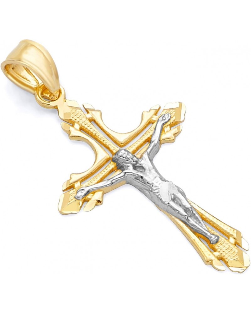 14k REAL Two Tone Gold Religious Jesus Crucifix Cross Charm Pendant $48.06 Pendants