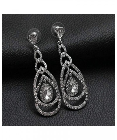 Cute Hollow Crystal Rhinestone Teardrop 8-Shaped Long Dangle Earrings for Women Fashion Strand Jewelry Style04 $7.50 Earrings