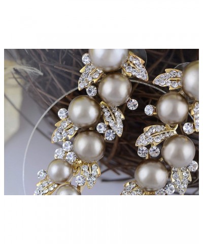 Dangling Chandelier Black Faux Pearl Vine Crystal Rhinestone Leaves Earrings $10.47 Earrings