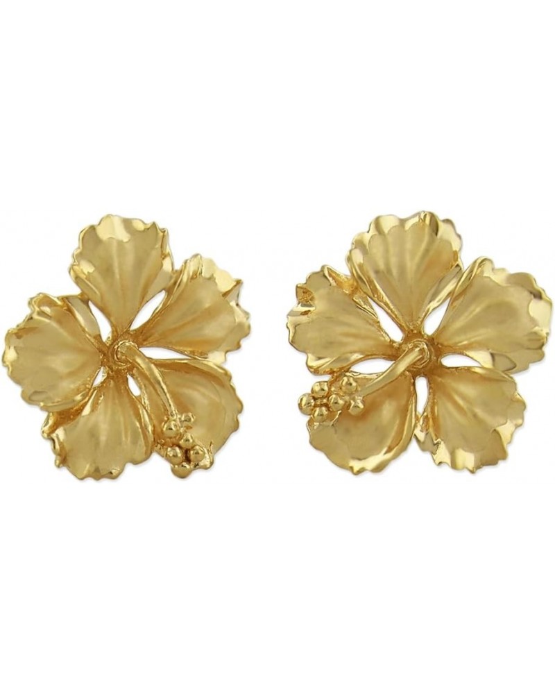 Sterling Silver 5/8 Inch Hibiscus Stud Earrings 4. Yellow Gold Tone SS $23.39 Earrings