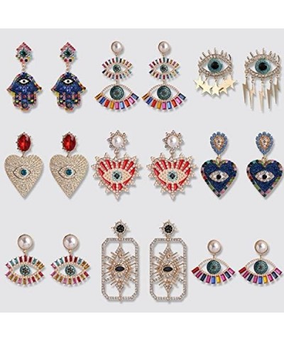 Trendy Ethnic Love Heart Shape Evil Eye Drop Earrings For Women Vintage tement Crystal Dangle Earring Jewelry Gift 54680-BE $...