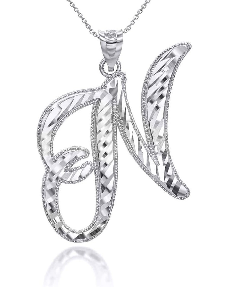 Exquisite .925 Sterling Silver Fine Dangling Cursive Initial A-Z Charm Pendant Necklace - Choice of Initial Letter & Chain Le...