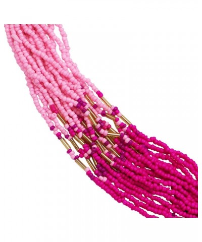 Women's Vibrant Pink Ombre Seed Bead Statement Bohemian Multi-Strand Gold Tone Necklace, 24"+3" Extender $18.01 Necklaces