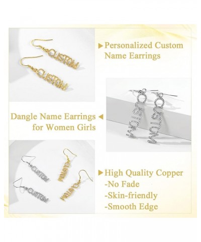 Dangle Name Earrings Personalized Custom Nameplate Drop Earrings Gold/Stainless Steel/925 Sterling Silver Customized Memory J...