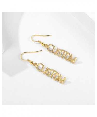 Dangle Name Earrings Personalized Custom Nameplate Drop Earrings Gold/Stainless Steel/925 Sterling Silver Customized Memory J...