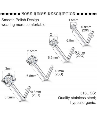 18G 20G 22G Stainless Steel Titanium Nose Rings studs for Women Nose Rings L Shaped Nose Studs Screw Nose Piercing Jewelry fo...