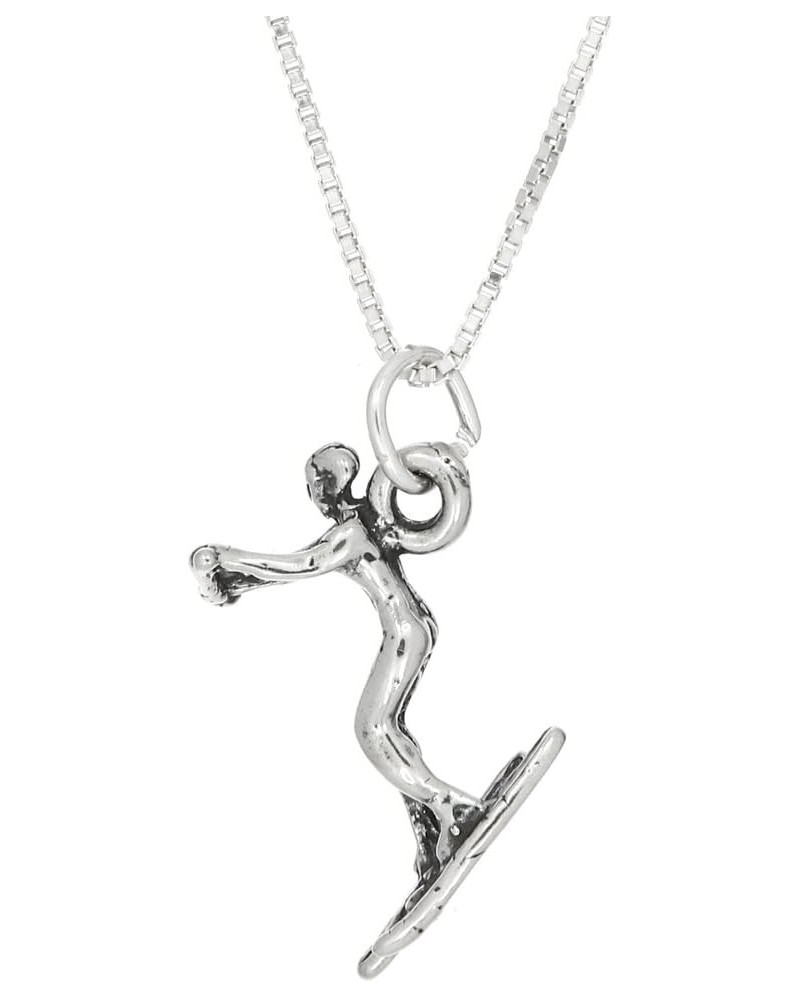 Sterling Silver Three Dimensional Water Skier Necklace 18.0 Inches $18.12 Necklaces