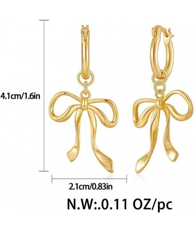 Gold And Silver Bow Earrings For Women Gold Bow Hoop Dangle $9.00 Earrings