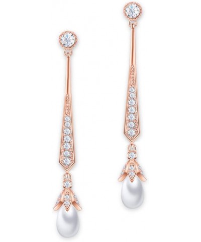 Dangle Earrings Bride Cubic Zirconia Simulated Pearl Drop Chandeliar Earrings style 2-gold tone $11.39 Earrings