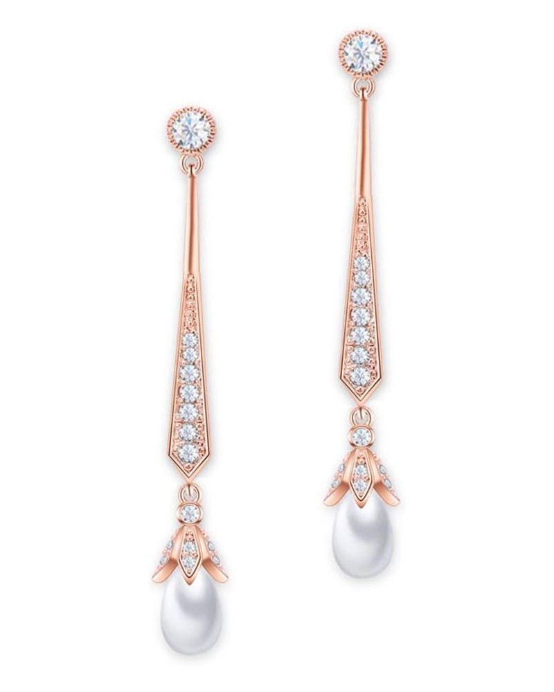 Dangle Earrings Bride Cubic Zirconia Simulated Pearl Drop Chandeliar Earrings style 2-gold tone $11.39 Earrings