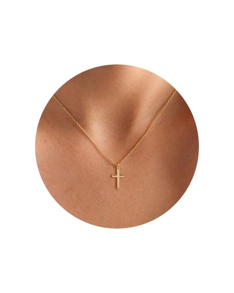 Cross Necklace for Women, Gold Cross Necklace 14K Gold Plated Dainty Tiny Cross Pendant Necklace Simple Small Cross Necklace ...