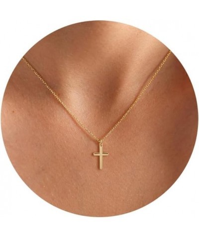 Cross Necklace for Women, Gold Cross Necklace 14K Gold Plated Dainty Tiny Cross Pendant Necklace Simple Small Cross Necklace ...