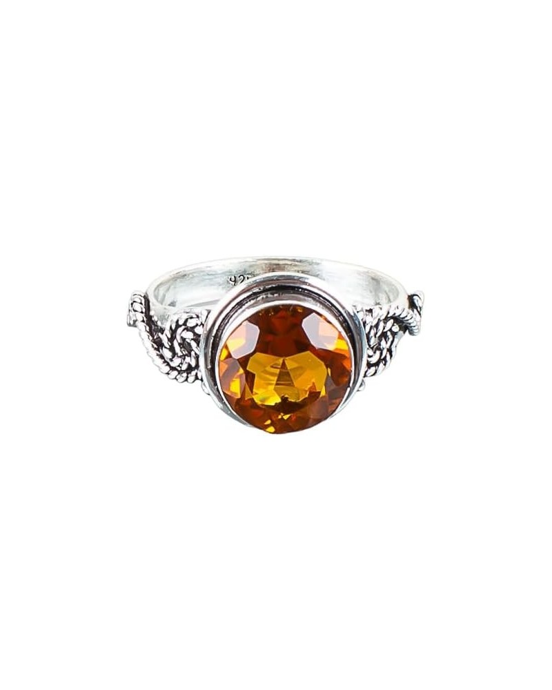 925 Sterling Silver Natural Brazilian Citrine Gemstone Jewelry Ring For Women Birthday Gift, Dailywear Handcrafted Ring For G...