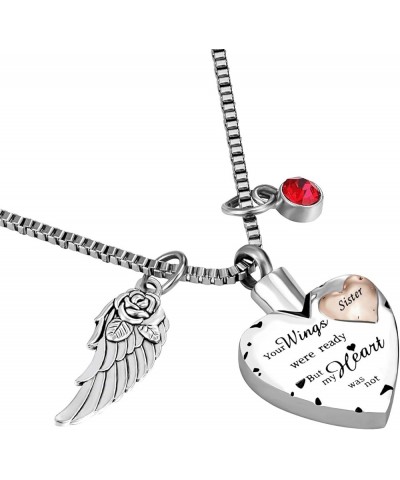 Cremation Urn Necklace Comes With Angel Wing And 12 Birthstones Ashes Jewelry Heart Memorial Pendant Sister $9.89 Necklaces