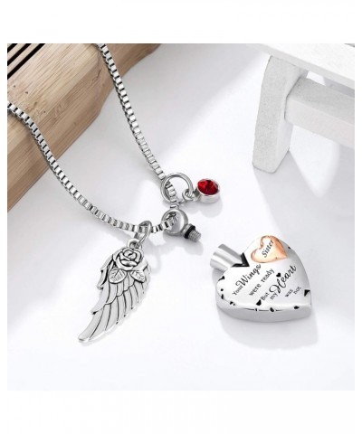 Cremation Urn Necklace Comes With Angel Wing And 12 Birthstones Ashes Jewelry Heart Memorial Pendant Sister $9.89 Necklaces