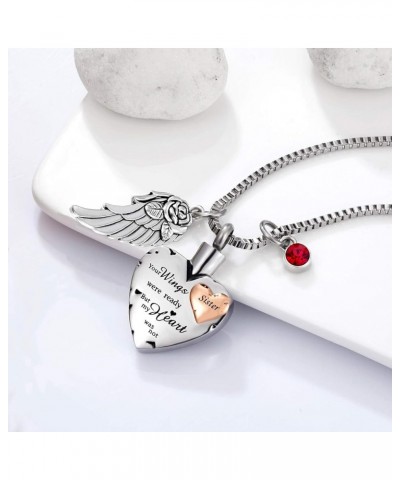 Cremation Urn Necklace Comes With Angel Wing And 12 Birthstones Ashes Jewelry Heart Memorial Pendant Sister $9.89 Necklaces