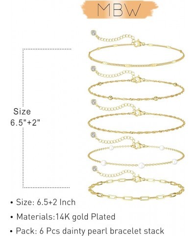 Gold Bracelets for Women, 14K Dainty Gold Plated Stackable Bracelets for Women Trendy Gold Bracelet Stack Set Waterproof Chai...