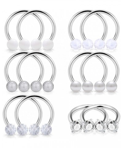 6 Pairs 16G 14G Stainless Steel Horseshoe Nipple Rings Hoop Cartilage Earrings Nipplerings Piercing Jewelry Women Men Clear C...