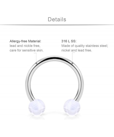 6 Pairs 16G 14G Stainless Steel Horseshoe Nipple Rings Hoop Cartilage Earrings Nipplerings Piercing Jewelry Women Men Clear C...