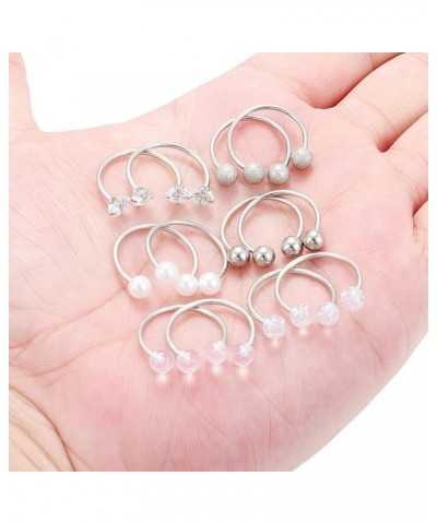 6 Pairs 16G 14G Stainless Steel Horseshoe Nipple Rings Hoop Cartilage Earrings Nipplerings Piercing Jewelry Women Men Clear C...