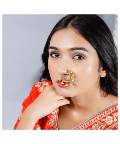 Clip On Antique Pressing Loop Nose Ring With Gold Plating Marathi Nath, Nosepin, Snap On Nosepin, Indian Nose Ring, Fake Nose...