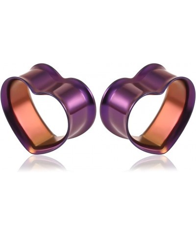 1 Pair 8-25mm Heart Design Stainless Steel Tunnels For Ears Gauges Plugs Stretchers Expander 0g-1 10mm(00G) Purple $8.84 Body...