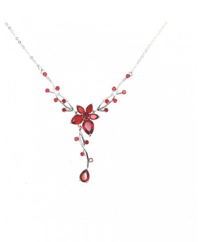 Gorgeous CZ Crystal Floral Necklace Earrings Set Red $18.39 Bracelets