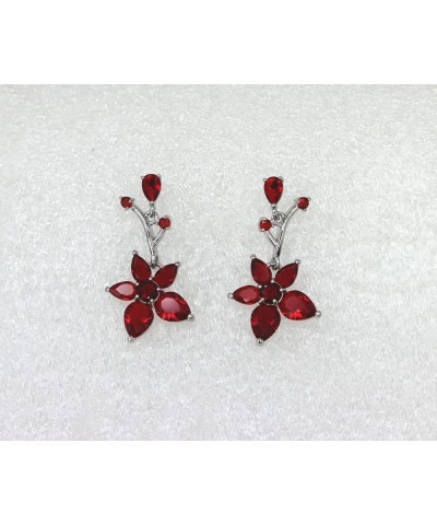 Gorgeous CZ Crystal Floral Necklace Earrings Set Red $18.39 Bracelets