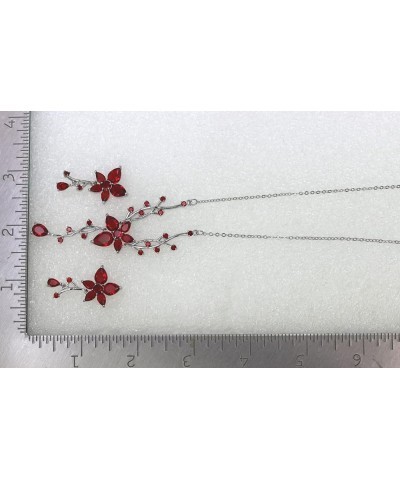 Gorgeous CZ Crystal Floral Necklace Earrings Set Red $18.39 Bracelets